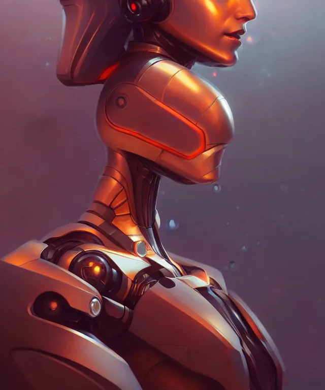 Image similar to Robot futuristic portrait, highly detailed, digital painting, artstation, concept art, smooth, sharp focus, illustration, art by artgerm and greg rutkowski and alphonse mucha