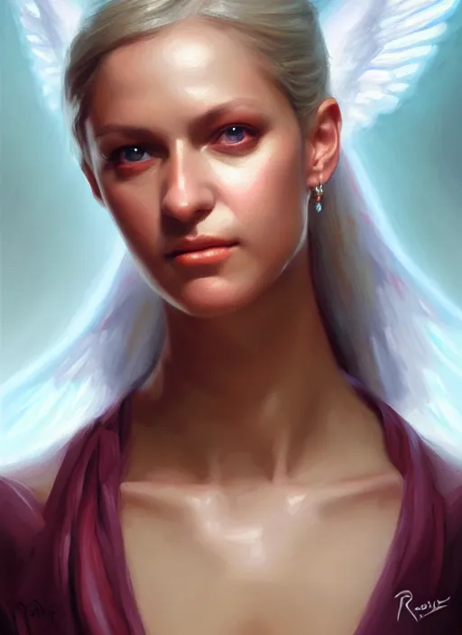 Prompt: a _ fantasy _ style _ portrait _ painting _ of nina ricci as an angel, oil _ painting _ unreal _ 5 _ daz. _ rpg _ portrait _ extremely _ detailed _ artgerm _ greg _ rutkowski _ greg