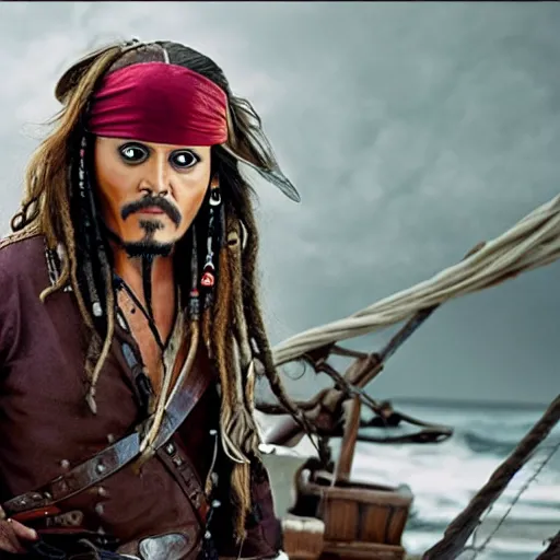 Prompt: christian bayle as jack sparrow
