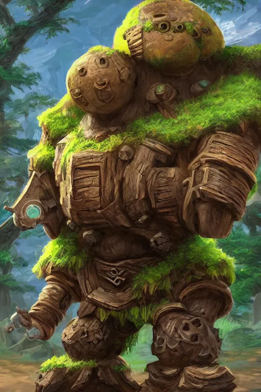 Image similar to zelda fantasy art giant golem troll wood rock greeble gemstone, global illumination ray tracing hdr fanart arstation by sung choi and eric pfeiffer and gabriel garza and casper konefal