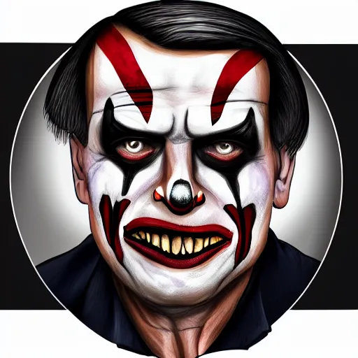 Image similar to a striking digital painting portrait of bolsonaro as a zombie clown