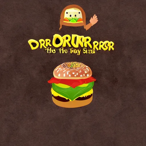 Prompt: lord of the rings scene with the scary cheeseburger and donut monster