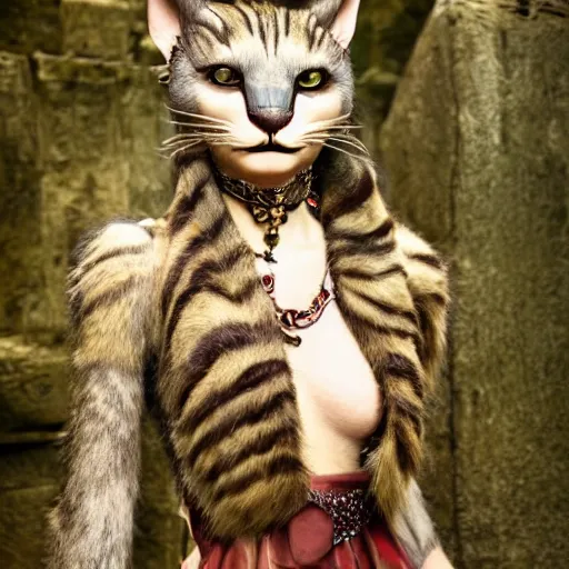 Prompt: photograph of an extremely beautiful Khajiit, high quality fashion photograph by Mario Testion
