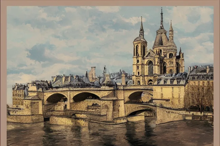 Image similar to paris historical sites by hiroshi yoshida, artstation, cinematic composition