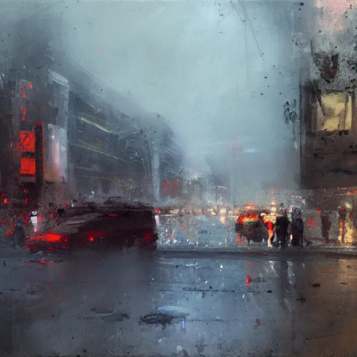 Image similar to a cityscape painting by jeremy mann