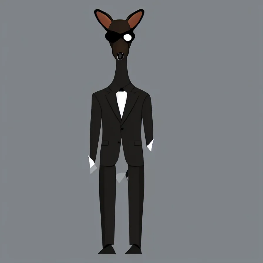 Image similar to spy kangaroo, in a strict suit, avatar image, digital art, minimalism