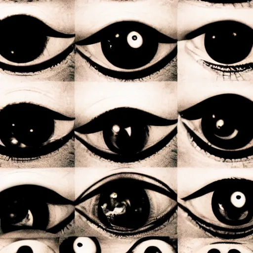 Prompt: eyeballs on eyeballs, shadowed by eyeballs