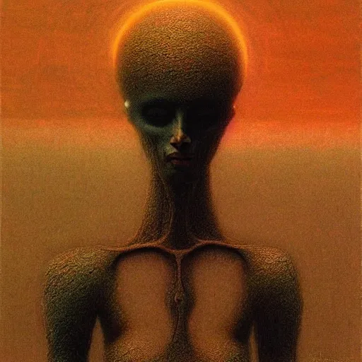 Image similar to female marthian by Beksinski