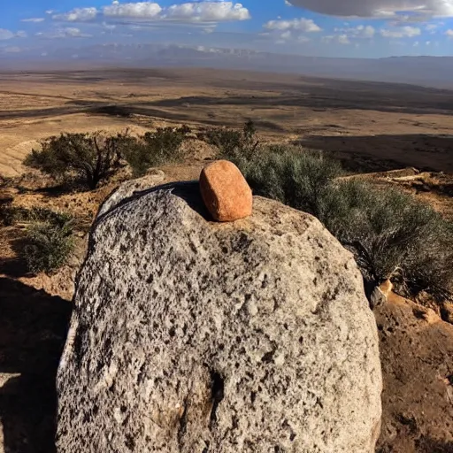 Prompt: Random iPhone on a rock in Mitzpe Ramon under the sky