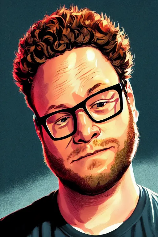 Image similar to seth rogen, manga cover art, detailed color portrait, artstation trending, 8 k, greg rutkowski