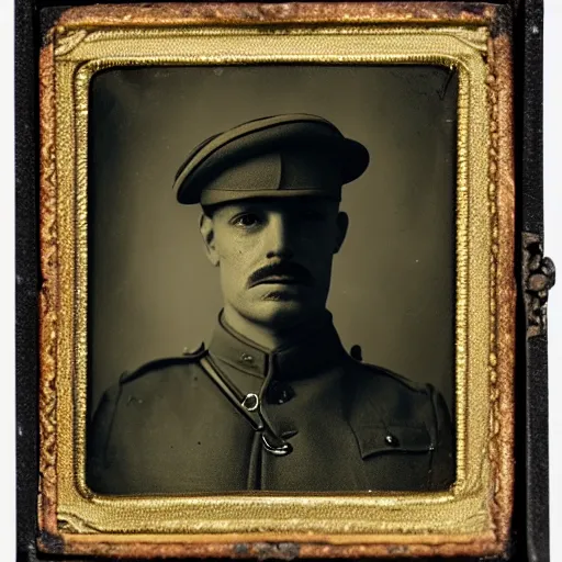 Image similar to facial portrait of luigi as a world war one soldier, 1 9 1 9, ambrotype, award winning