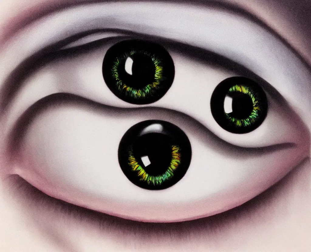 Prompt: beautiful matte airbrush of a glossy big eye iris pupil on a white background, inspired by 8 0's airbrush illustrations, art by pater sato