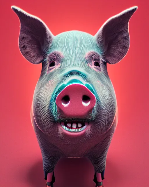 Prompt: portrait of a pig in a maga hat, intricate abstract. intricate artwork, by tooth wu, wlop, beeple, dan mumford. concept art, octane render, trending on artstation, greg rutkowski very coherent symmetrical artwork. cinematic, key art, hyper realism, high detail, octane render, 8 k, iridescent accents