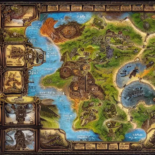 Prompt: beautiful and extremely detailed fantasy board game map