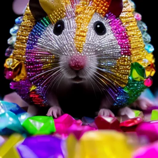 Image similar to rainbow hamster made out of large gems and crystals, sculpture, 8 k hd