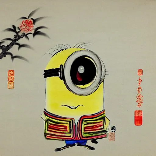 Prompt: minion, traditional chinese painting