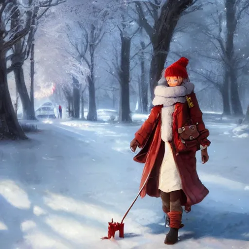 Prompt: walking in a winter wonderland, huggy - wuggy from poppy playtime videogame, ultra high detailed, oil painting, greg rutkowski, charlie bowater, yuumei, yanjun cheng, unreal 5, daz, hyperrealistic, octane render, rpg portrait, warm lighting, dynamic lighting