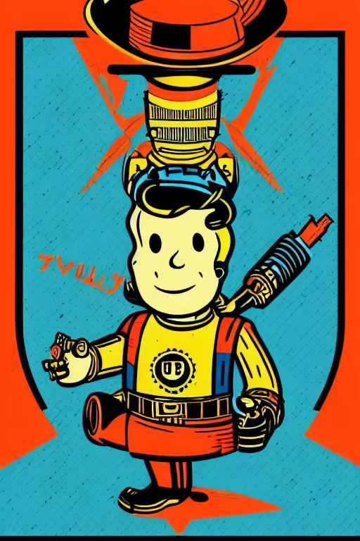 Image similar to fallout 7 6 retro futurist illustration art by butcher billy, sticker, colorful, illustration, highly detailed, simple, smooth and clean vector curves, no jagged lines, vector art, smooth andy warhol style