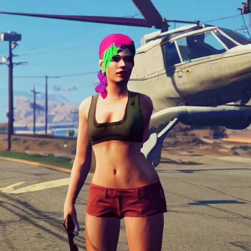 Image similar to Halsey in GTA V, 4k