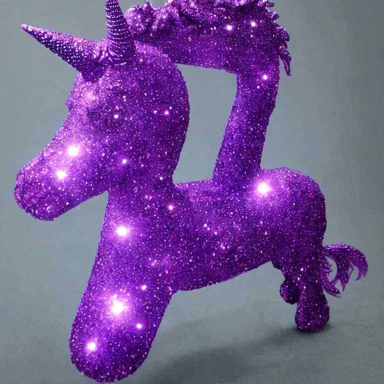 Image similar to unicorn, purple, sparkling, monstrous, crafted by daedalus