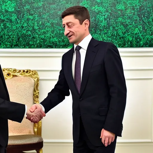 Image similar to putin shaking hand with zelensky