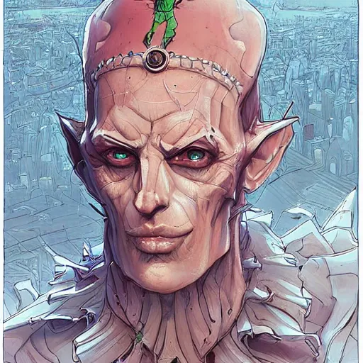Image similar to cell shaded cartoon, a normal skinny guy dressed up as an elaborate fantasy king concept art by josan gonzales and wlop, laurie greasley, jordan grimmer, beksinski and james jean, highly detailed, sharp focus, trending on artstation, hq, deviantart, art by artgem