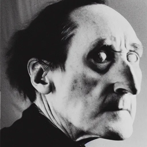 Image similar to a close - up occult portrait of marcel duchamp in the style of hito steyerl and shinya tsukamoto and irving penn