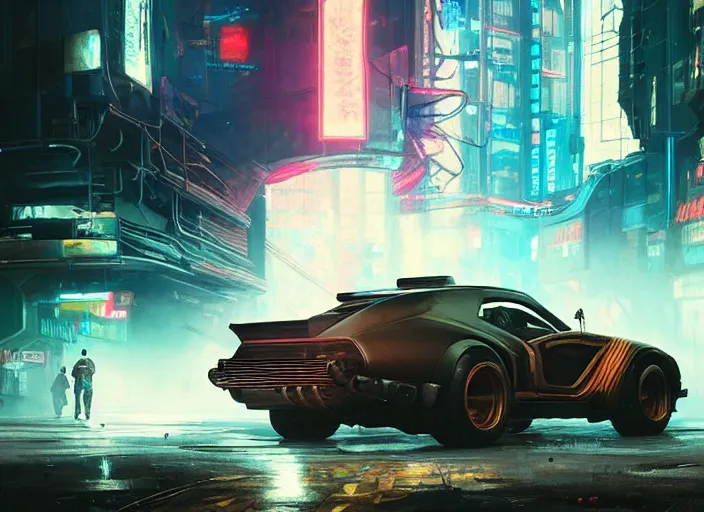 Image similar to quadra type 66 avenger as a Cyberpunk 2077 loading screen, looking at camera, intricate, dystopian, sci-fi, extremely detailed, digital painting, artstation, concept art, smooth, sharp focus, illustration, intimidating lighting, incredible art by artgerm and greg rutkowski and alphonse mucha and simon stalenhag