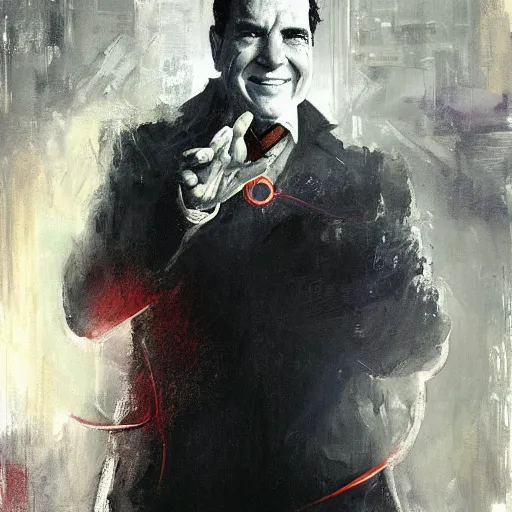 Image similar to portrait of richard nixon as doctor strange, by jeremy mann.