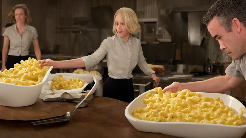 Image similar to mac and cheese vexing shape from hbo's the leftovers