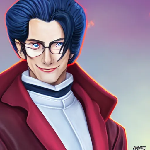 Image similar to a highly detailed portrait of miles edgeworth as a character from league of legends