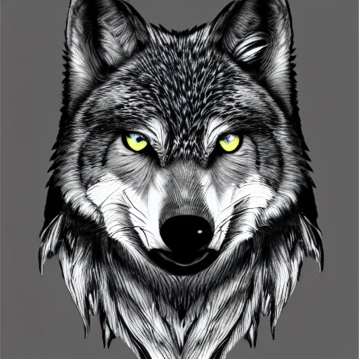 Image similar to ( ( ( ( wolf ) ) ) ) with the head of an owl, art reference sheet, featured on artstation