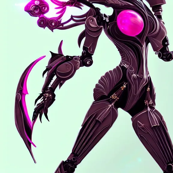 Image similar to highly detailed exquisite fanart, of a beautiful female warframe, but as a stunning anthropomorphic robot female dragon, with robot dragon head, doing an elegant pose, off-white plated armor, bright Fuchsia skin, full body shot, epic cinematic shot, realistic, professional digital art, high end digital art, DeviantArt, artstation, Furaffinity, 8k HD render, epic lighting, depth of field