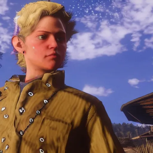 Image similar to giorno giovanna in red dead redemption 2