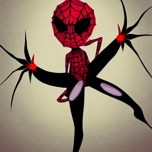 Image similar to spider headed girl in the style of Roby Dwi Antono