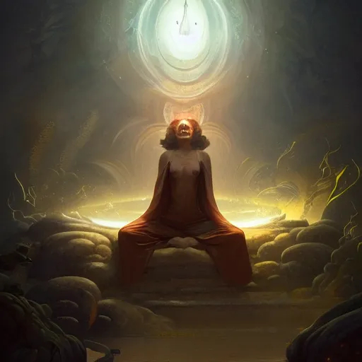 Image similar to reaching enlightenment, highly detailed, digital painting, artstation, sharp focus, smooth, concept art, illustration, art by peter mohrbacher and emmanuel shiu and martin johnson heade and bastien lecouffe - deharme