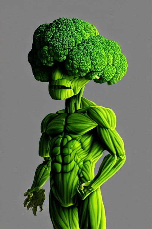 a humanoid figure broccoli man, ripped, highly | Stable Diffusion