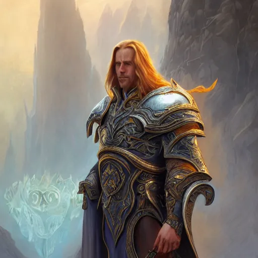 Image similar to ultra realistic illustration of arthas menethil, intricate, elegant, highly detailed, digital painting, artstation, concept art, smooth, sharp focus, illustration, art by artgerm and greg rutkowski and alphonse mucha