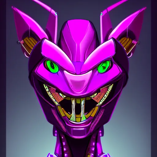 Prompt: detailed mawshot of a beautiful stunning anthropomorphic hot robot mecha female dragon, silver sharp streamlined armor, fuchsia flesh, glowing Purple LED eyes, dragon art, furry art, vore, furaffinity, DeviantArt, Eka's Portal, G6