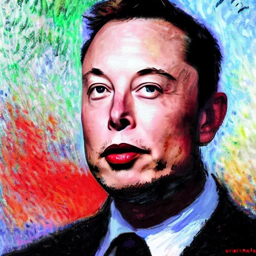 Image similar to elon musk, painting by Monet