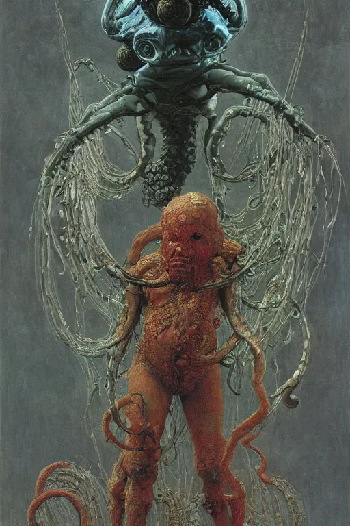 Image similar to full length portrait of poison angel octopoid brute, painted by lawrence alma tadema, zdzislaw beksinski, norman rockwell, jack kirby, tom lovell, alex malveda, greg staples, hand of fear, bbc, tv