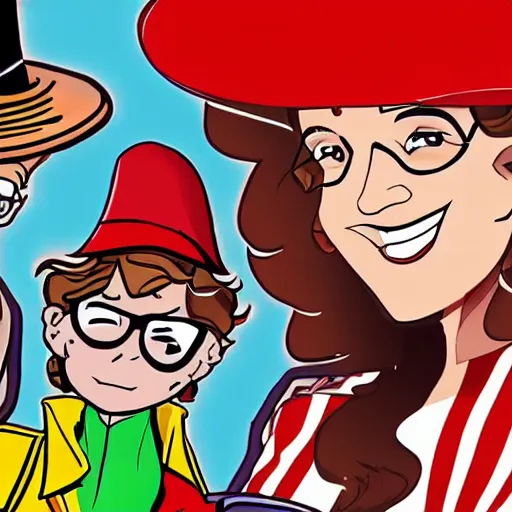 Prompt: carmen sandiego in where's waldo