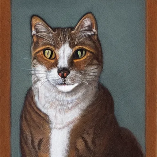 Prompt: a formal portrait of a lynxpoint cat in the style of DaVinci
