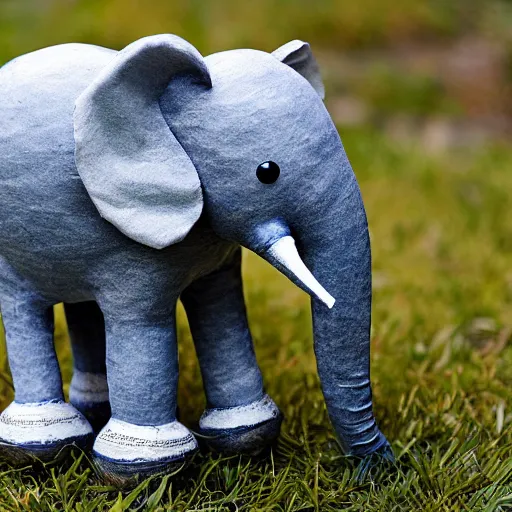 Prompt: elephant in paper mache, realistic