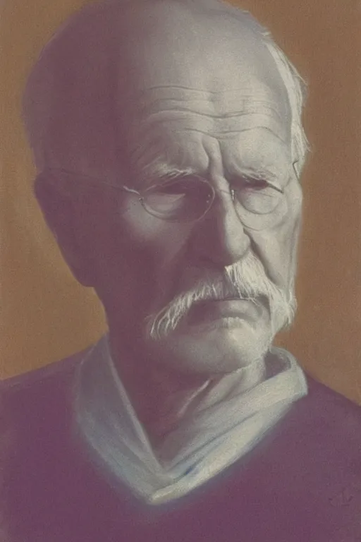 Prompt: a portrait of a Carl Jung, peaceful, pastel, subtle, serene