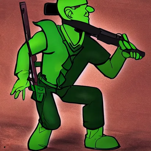 Image similar to Elmer Fudd from Loony Tunes in Doom, wearing green armor and helmet, killing demons, rip and tear, video game, highly detailed, trending on ArtStation