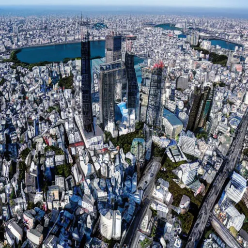 Prompt: 3 6 0 image of downtown tokyo