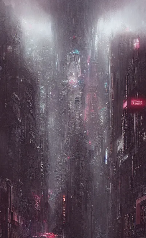 Image similar to an digital art of cyberpunk storm that destroys new york city in style of zdislaw beksinski