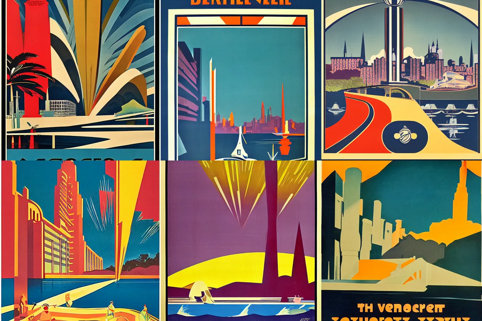 Prompt: art deco travel poster from 1947