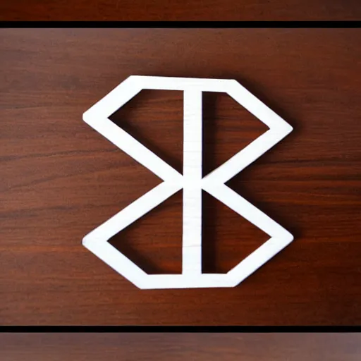 Image similar to minimalism logo of the letters ks on walnut wood.